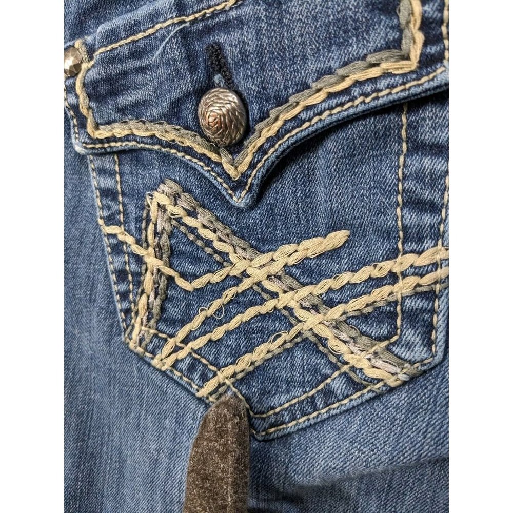 Ariat Jeans Womens 28 Turquoise Whipstitch Boot Flap Pockets Western Blue - Picture 13 of 16